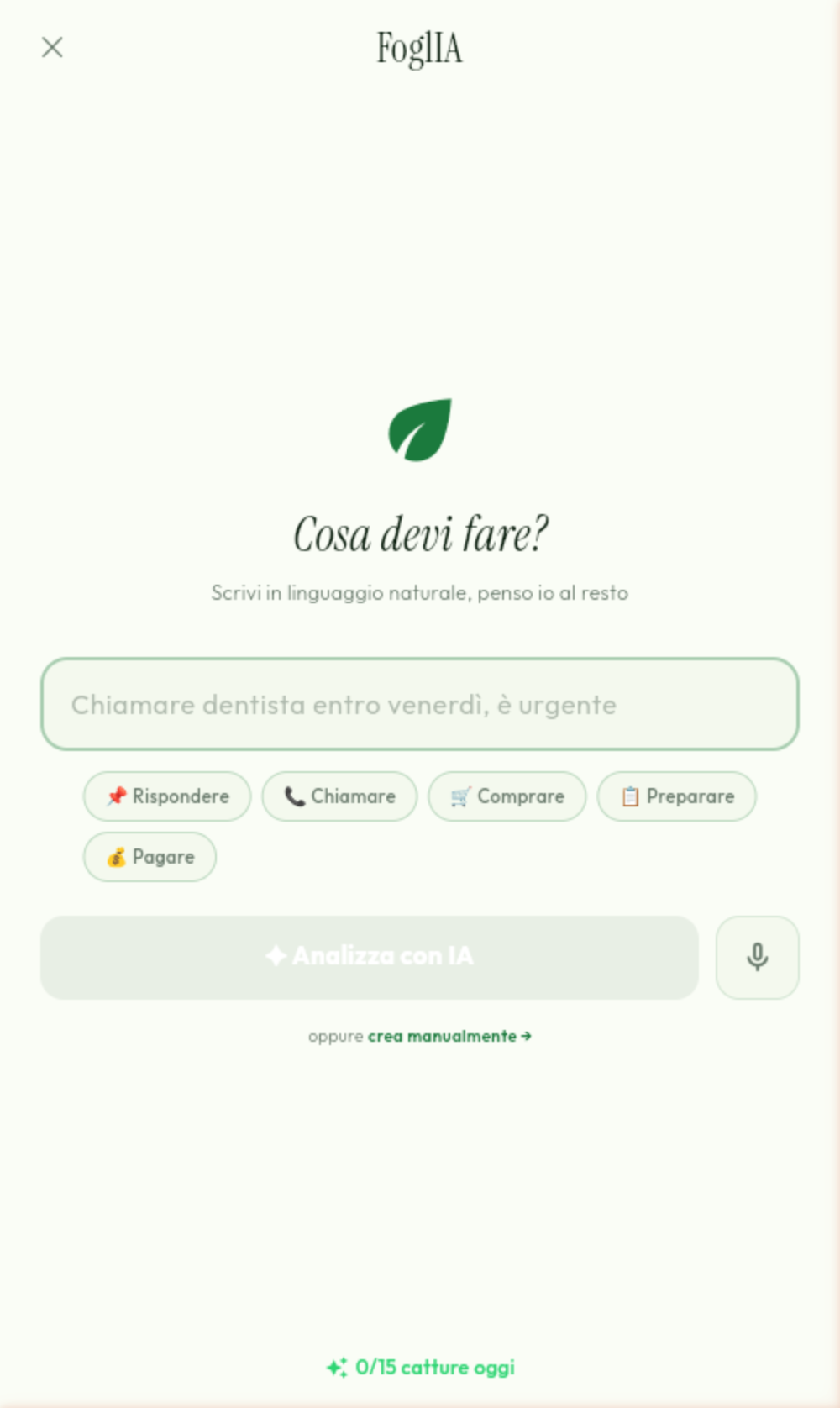 FoglIA — cattura task con linguaggio naturale